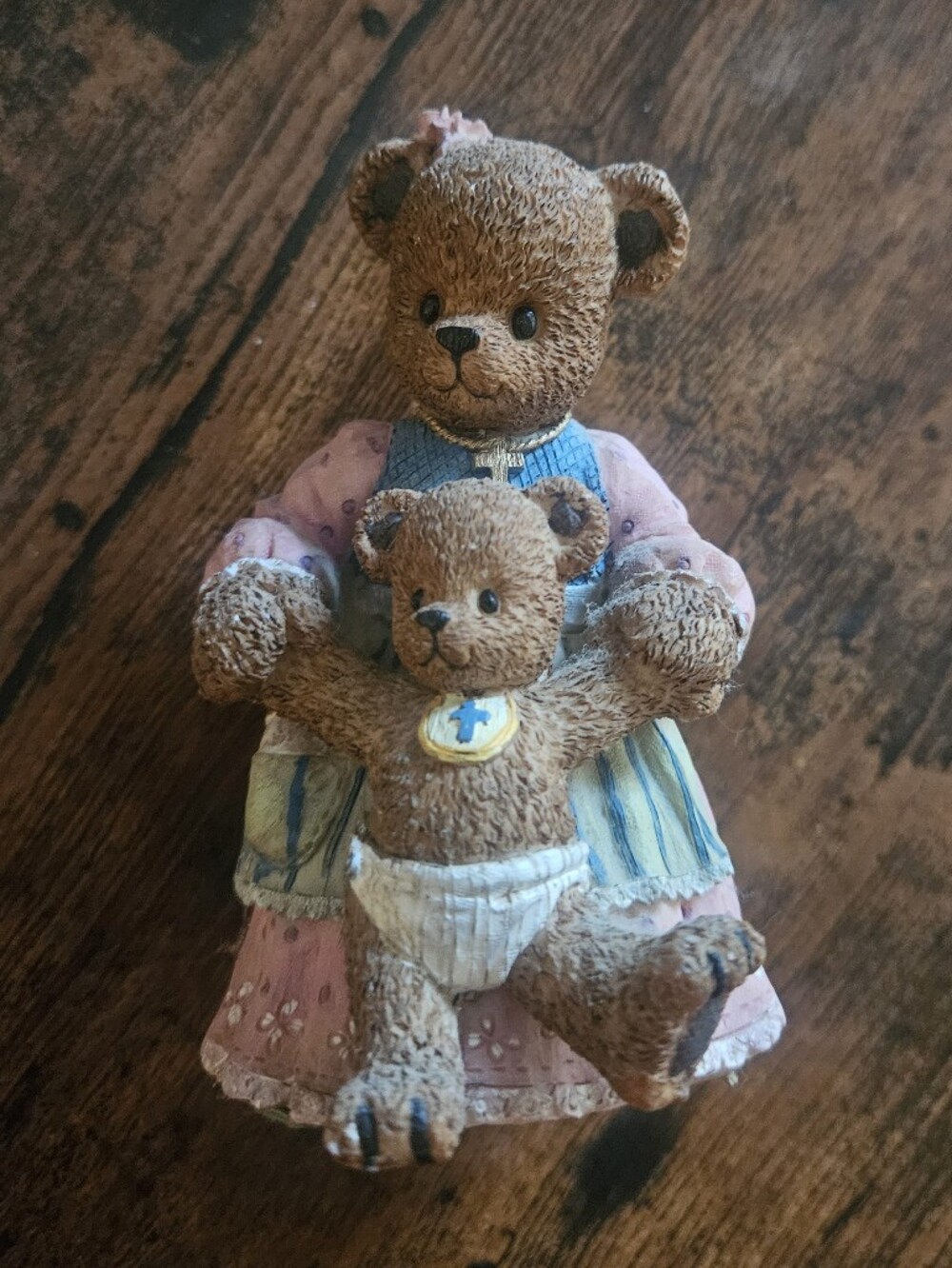 Vintage 1999 Berry Hill Bears Brown Teddy Bear Mother & Baby Figurine Plush Toy